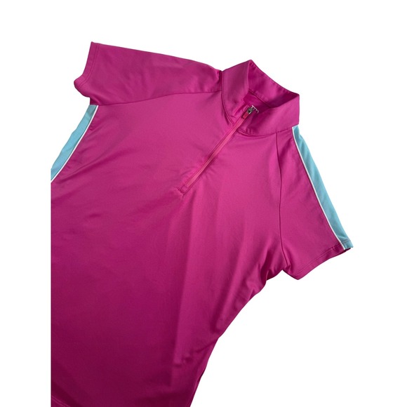 EP New York Tops - EP New York Women's Pink Quarter Zip Short Sleeve Golf Polo Shirt Size S